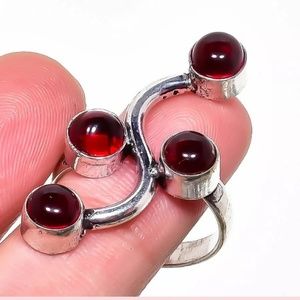 New Unique Mozambique Garnet 925 Silver Ring.